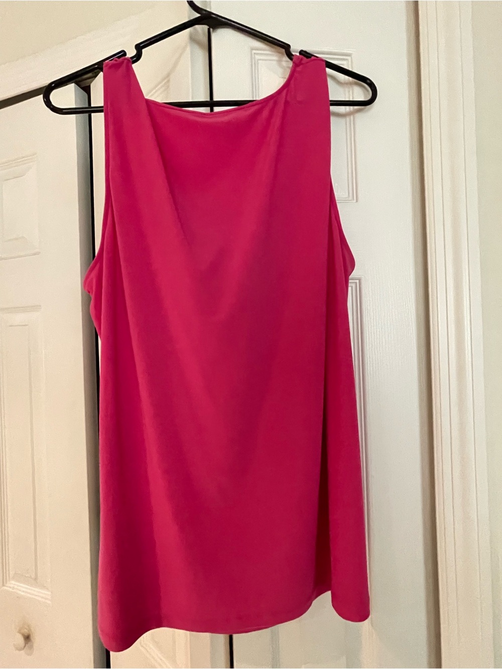 Women's Fuchsia Draped Tank with Gold Shoulder Accents - Picture 2 of 3